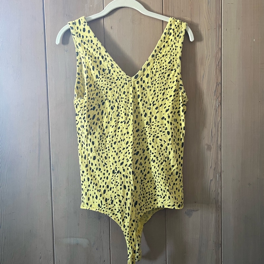 N:Philanthropy distressed yellow bodysuit tank